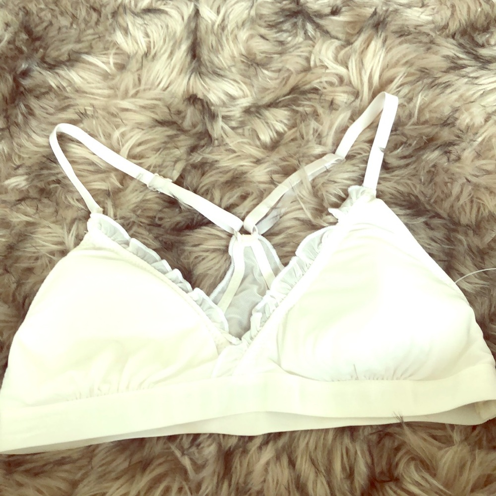 White ruffled bikini top